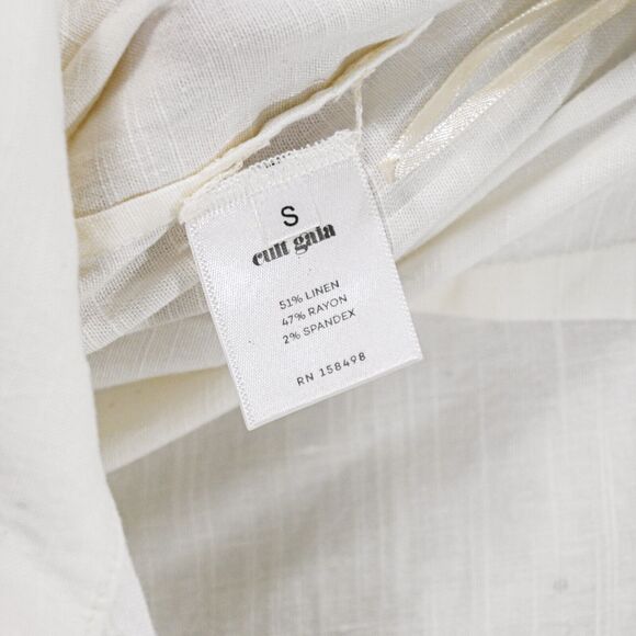 Cult Gaia Women's Linen Blend tie front Pants ivory beige size Small - Picture 7 of 11